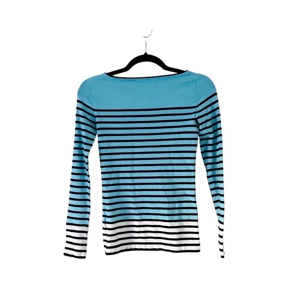 LILLY PULITZER Maria Sweater Boatneck Everglades Stripe Blue & White Sz XS - Picture 3 of 5